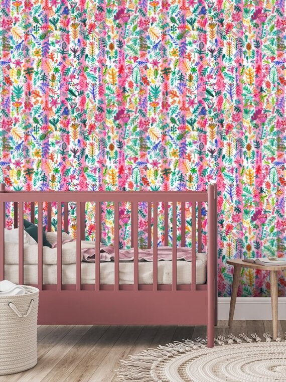 Floral Candy Stripe Wallpaper (10m) - Image 4